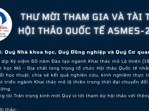 THƯ MỜI THAM GIA VÀ TÀI TRỢ HỘI THẢO QUỐC TẾ ASMES - 2025
